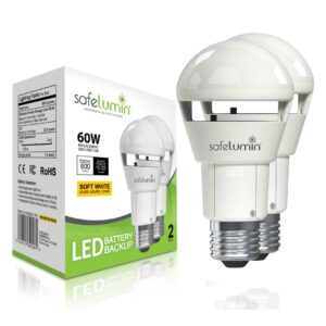 Safelumin Emergency Rechargeable Soft White 2700K LED E27 Bulb (2-Pack)