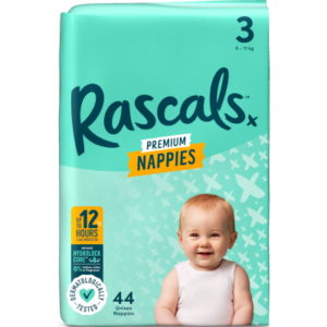 Rascals Premium Nappies Unisex Size 3 6-11kg Crawler 44pk