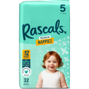 Rascals Premium Nappies Unisex Size 5 13-18kg Walker 32pk